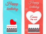 Happy Birthday Banner Vertical Set Of Vertical Birthday Greeting Banner with Cake Flat