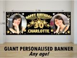 Happy Birthday Banner White and Gold Personalised Giant Large Black Gold Stars Happy Birthday