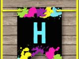 Happy Birthday Banner Youtube Neon Glow Party Pennant Banner Template Happy Birthday