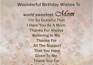 Happy Birthday Quote for Mother Dear Mother Wonderful Birthday Wishes to World Sweetest