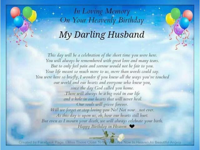 Happy Birthday Quotes for Deceased Husband Husband On His Birthday ...