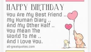 Happy Birthday to My Other Half Quotes You are My Best Friend My Human Diary Friend Birthday Card