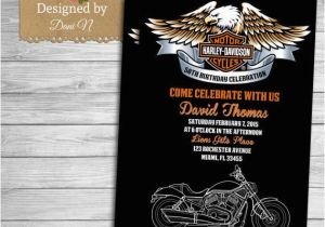 Harley Davidson Birthday Invitations Motorcycle Harley Davidson Adult Birthday Invitation 50th