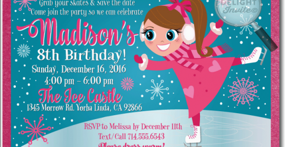 Ice Skating Birthday Card Ice Skating Birthday Invitations Ice Skating Princess