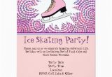 Ice Skating Birthday Card Pink Personalized Ice Skating Party Invitation Card