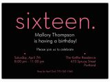 Invitation for 16th Birthday Party Sixteen Pink On Black 16th Birthday Invitations Paperstyle