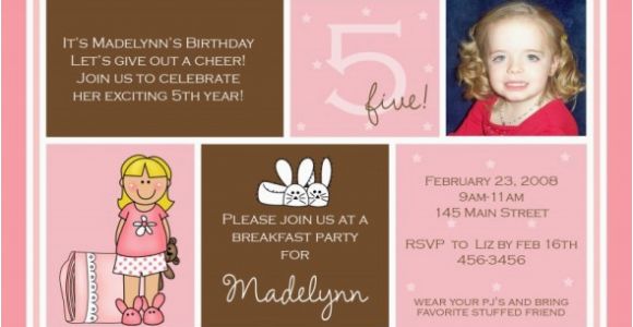 Invitation Wording for 5th Birthday Girl 5th Birthday Invitation Wording Ideas Bagvania Free