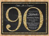Invitations for 90th Birthday Party 90th Birthday Invitation Gold Glitter Birthday Party Invite