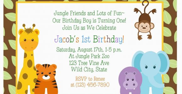 Jungle First Birthday Invitations Birthday Invitations Jungle themed 1st Birthday