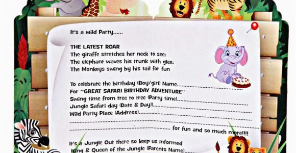 Jungle themed Birthday Party Invitations Jungle themed 1st Birthday Invitations Safari themed