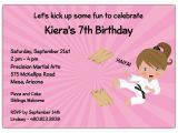 Karate Kid Birthday Invitations Karate Kid Girl Invitations Paperstyle