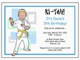 Karate Kid Birthday Invitations Martial Arts or Karate Kid Birthday Party Invitation Boy