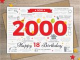 Large 18th Birthday Cards for son 2000 son Happy 18th Birthday Memories Year Of Birth