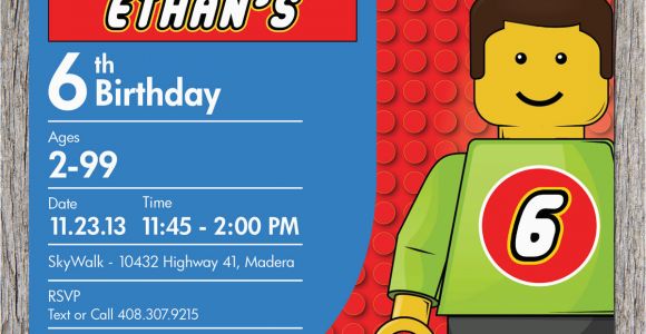 Lego themed Birthday Invitation Card Free Printable Lego Birthday Invitations Drevio