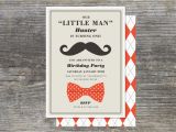 Little Man First Birthday Invitations Little Man Party Invitation First Year by Brightsideprints
