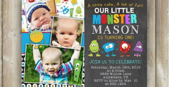 Little Monster 1st Birthday Invitations Little Monster First Birthday Invitation Boys 1st Bday