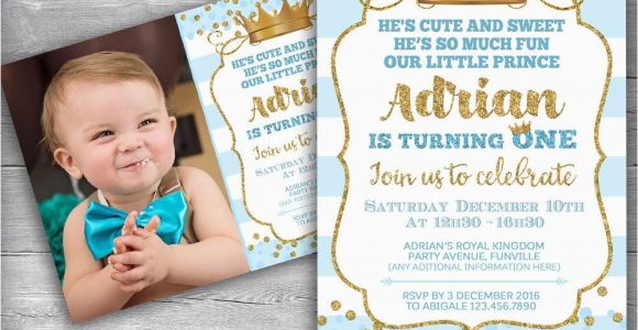 Little Prince 1st Birthday Invitations Prince Invitation Little Prince First Birthday Boy