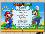 Luigi Birthday Invitations Twin Super Mario and Luigi Birthday Invitation