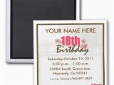Magnet Birthday Invitations 18th Birthday Invitation Magnet Zazzle