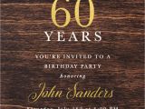 Mens 60th Birthday Invitations 60th Birthday Dark Wood Gold Foil Male Birthday Invitation
