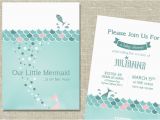 Mermaid themed Birthday Invitations Mermaid themed Baby Shower Invitation or Birth