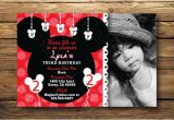 Mickey Mouse themed Birthday Invitations Disney Mickey Mouse theme Photo Birthday Party Invitation