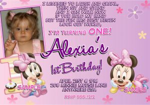 Minnie Mouse 1st Birthday Custom Invitations Minnie Mouse 1st Birthday Invitations Printable Digital File