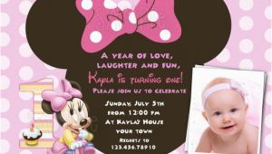 Minnie Mouse 1st Birthday Custom Invitations Minnie Mouse First Birthday Invitations Drevio