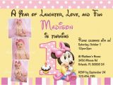 Minnie Mouse 1st Birthday Invitations with Photo Minnie Mouse First 1st Birthday Printable Invitation