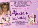 Minnie Mouse First Birthday Invites Minnie Mouse 1st Birthday Invitations Printable Digital File