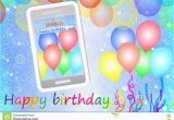 Mobile Birthday Cards Downloads Birthday Greeting Card or Background with Cellphone Stock