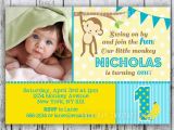 Monkey Invitations for 1st Birthday Mod Monkey Birthday Invitation 1st Birthday Polka Dot