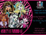 Monster High Personalized Birthday Invitations Monster High Birthday Invitations Best Party Ideas