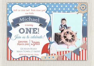 Nautical themed Birthday Invitations Boys Nautical theme 1st Birthday Invitation Printable