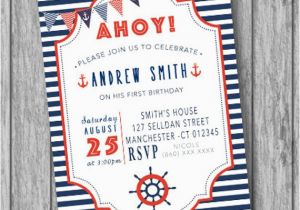 Nautical themed Birthday Invitations Nautical Birthday Invitation Nautical Invitation Nautical