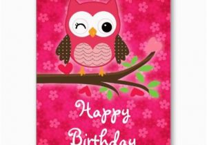 Owl Birthday Card Sayings Hot Pink Cute Owl Girly Happy Birthday Greeting Cards