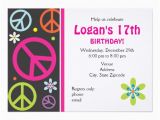 Peace Sign Birthday Invitations Peace Sign Birthday Invitation Teen Invitation Card