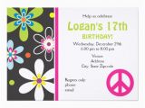 Peace Sign Birthday Invitations Peace Sign Birthday Invitation Teen Zazzle