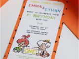 Pebbles Birthday Invitations Items Similar to Pebbles Bambam Layered Invitation On Etsy