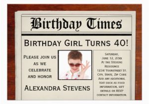 Personalized 40th Birthday Invitations Personalized Photo 40th Birthday Party Newspaper 5 Quot X 7