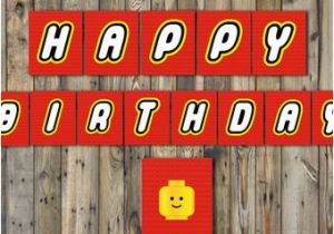 Personalized Lego Happy Birthday Banner Lego Birthday Banner Etsy