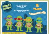 Personalized Ninja Turtle Birthday Invitations Marron Studio Teenage Mutant Ninja Turtles Inspired