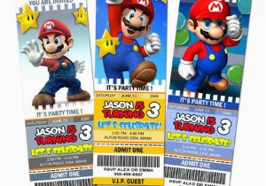 Personalized Super Mario Birthday Invitations Super Mario Birthday Ticket Invitations Printable Custom
