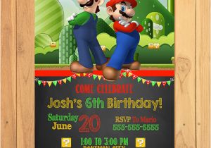 Personalized Super Mario Birthday Invitations Super Mario Brothers Invitation Chalkboard Super Mario