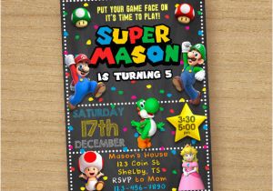 Personalized Super Mario Birthday Invitations Super Mario Invite Super Mario Brothers Birthday Invitation