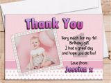 Photo Thank You Cards First Birthday 10 Personalised Girls 1st First Birthday Party Thank You