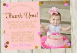 Photo Thank You Cards First Birthday First Birthday Thank You Card Pink Gold Glitter Thank You