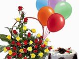Pictures Of Birthday Flowers and Balloons A Birthday Special Combo 30 Red Yellow Roses Basket