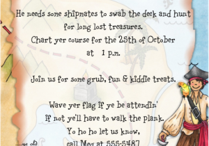 Pirate Birthday Invitation Wording Pirate themed Birthday Party Invitation Wording Pirate