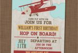 Plane Birthday Invitations Airplane Birthday Party Invitation First Birthday by